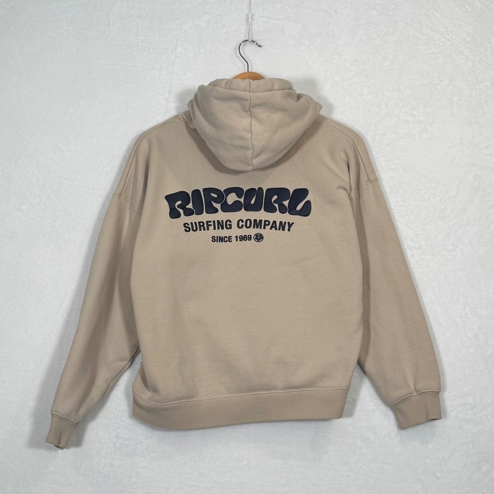 Rip Curl Surfing Company Tan Pullover Putf Print Logo Hoodie XS